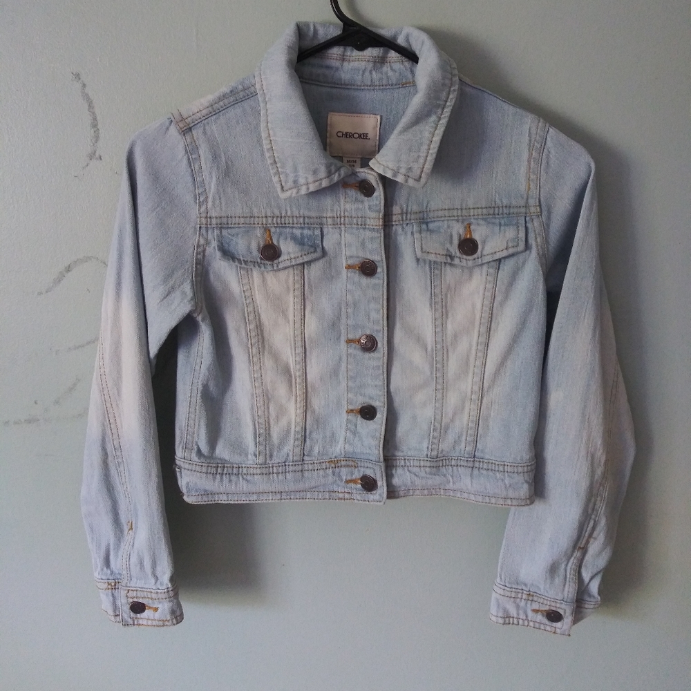 Girls Cherokee Crop Light Wash Denim Jacket
